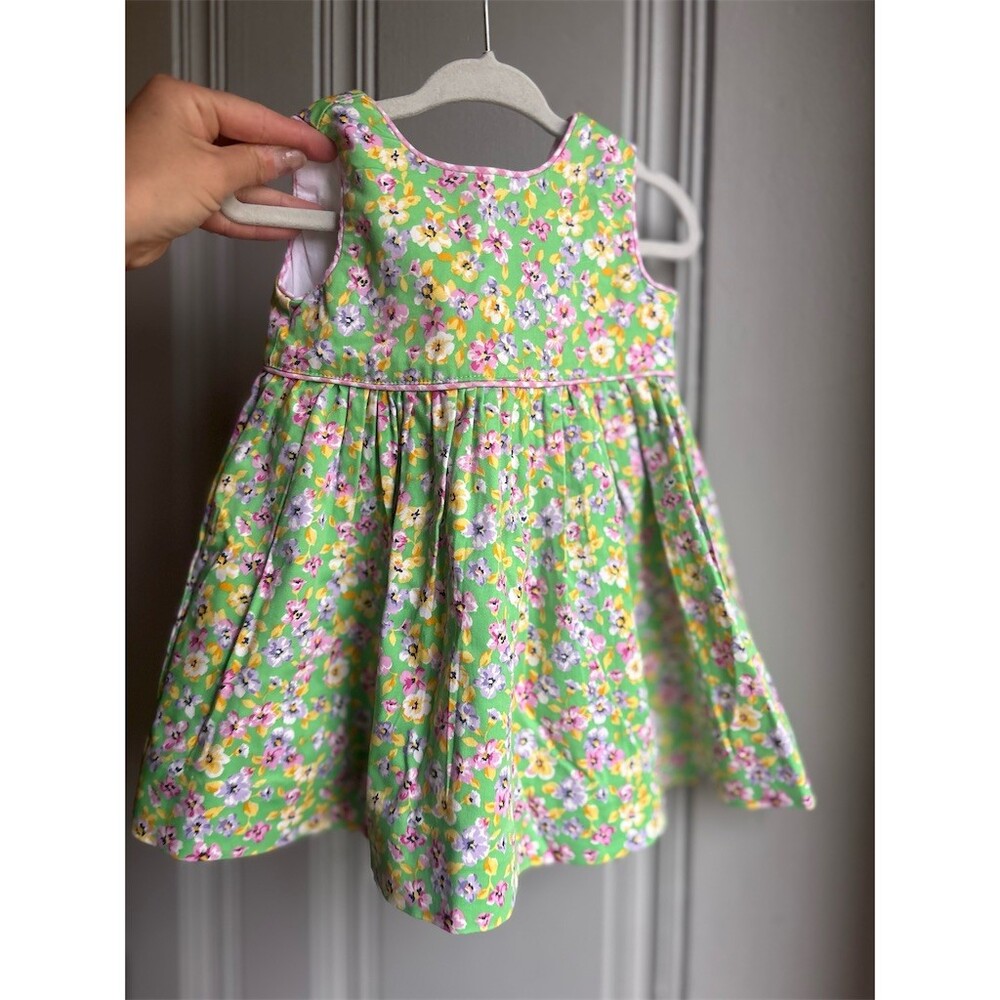 Ralph Lauren Baby Girl Floral Sleeveless Dress & Bloomers Set 9M Green - Picture 2 of 5